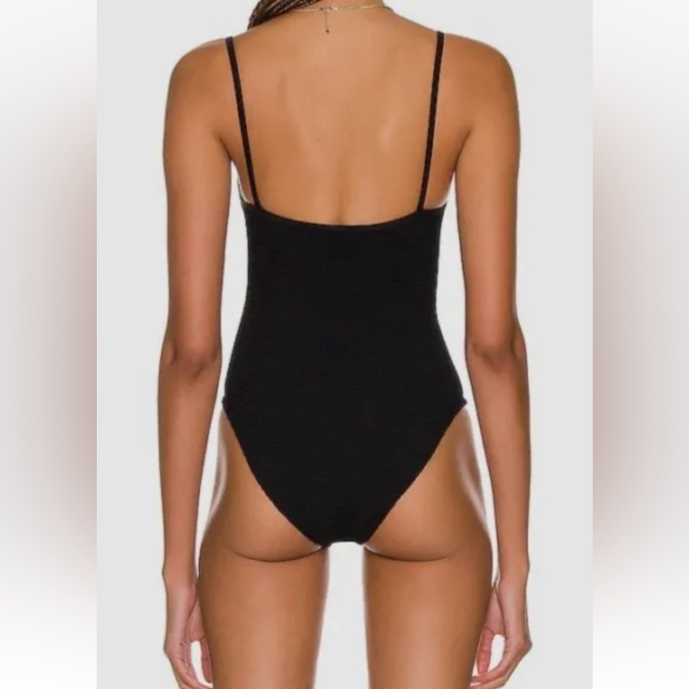 Hunza G Pamela Black One Piece Swimsuit Classic Timeless Crinkle Noir Bodysuit - Picture 3 of 8